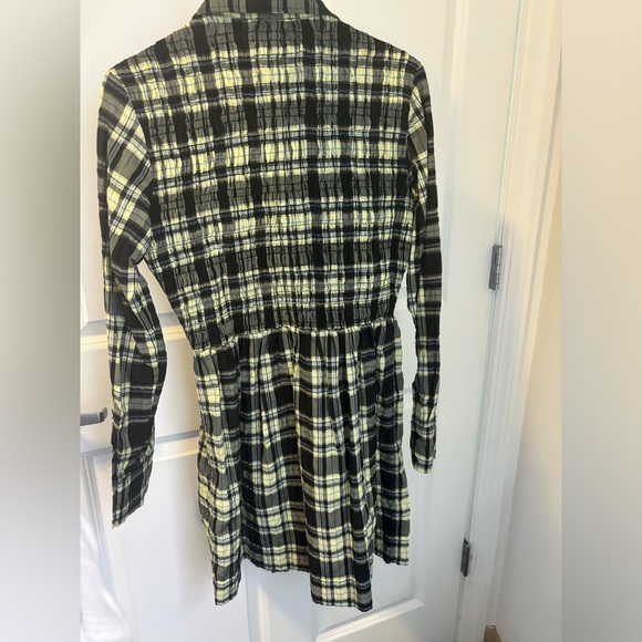 GANNI Seersucker Check Smocked Shirt Dress Size 34 (US2) - Picture 8 of 8